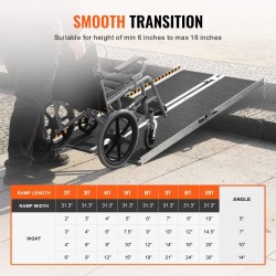 Pyörätuoliramppi alumiiniseos 182,9 cm 363 kg taittuva liukumaton