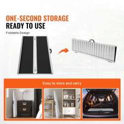 Taittuva alumiinirampi 122 cm 363 kg kantavuus pyörätuolille kynnyksille portaisiin