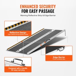 Taittuva alumiinirampi 122 cm 363 kg kantavuus pyörätuolille kynnyksille portaisiin