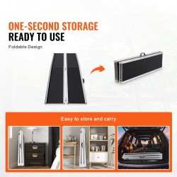 Pyörätuoliramppi taitettava alumiiniseos 213 cm kantavuus 363 kg liukuestepinnalla