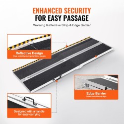 Pyörätuoliramppi taitettava alumiiniseos 213 cm kantavuus 363 kg liukuestepinnalla