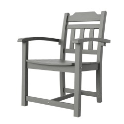 5 osainen ulkoruokailuryhmä HIPS materiaalia säänkestävä puujäljitelmäinen neliöpöytä ja neljä tuolia vaaleanharmaa