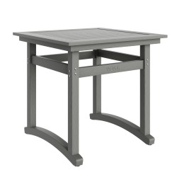 5-osainen ulkoruokailuryhmä HIPS-materiaalia säänkestävä puujäljitelmäinen neliöpöytä ja neljä tuolia vaaleanharmaa