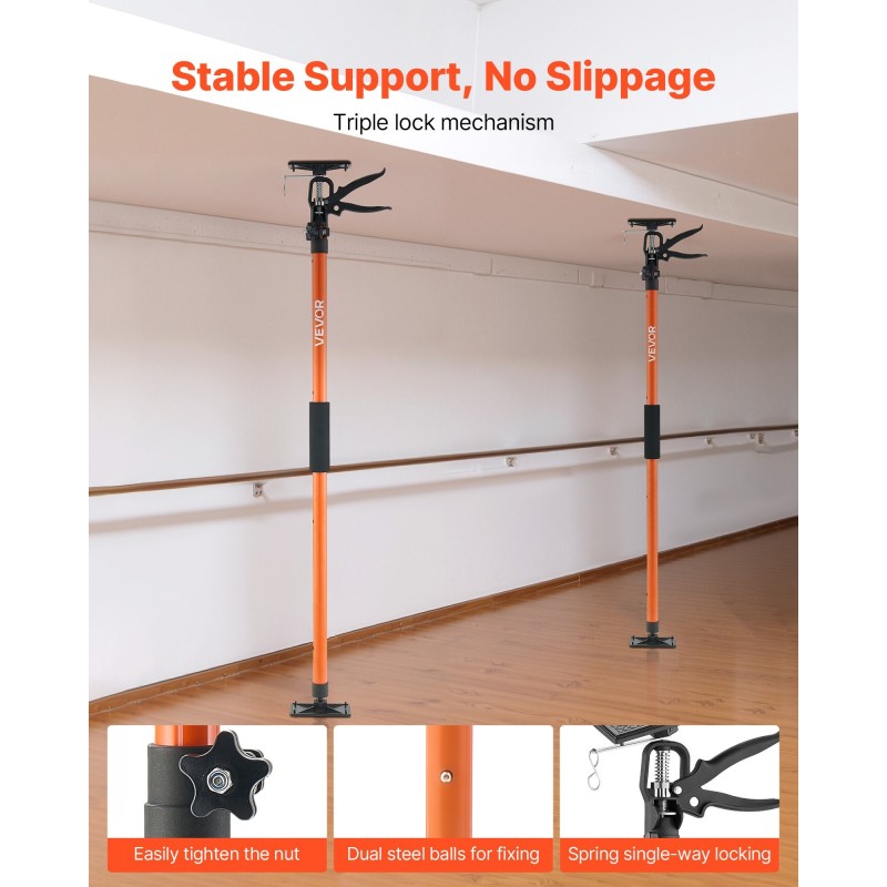 Teleskooppinen tukitanko 8 kpl hiiliteräs 116–290 cm 70 kg kaappien asennukseen