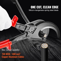 Räikkäkaapelileikkuri 280 mm piimangaanijousiterällä 400 mm² kupari ja alumiinikaapeleille