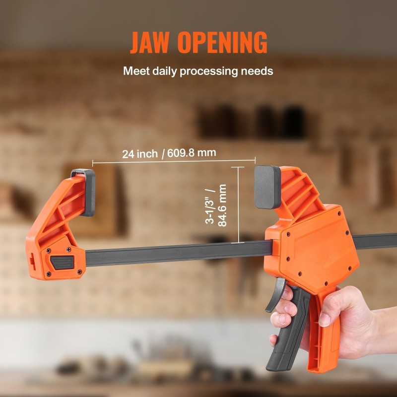 Palkkipuristimet 2 kpl 24 tuuman leuka lasikuituvahvistettu muovi hiiliteräs 300 paunaa