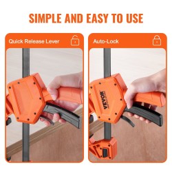 Palkkipuristimet 2 kpl 24 tuuman leuka lasikuituvahvistettu muovi hiiliteräs 300 paunaa