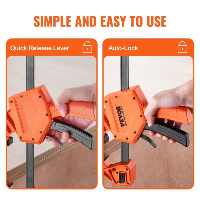 Palkkipuristimet 2 kpl 24 tuuman leuka lasikuituvahvistettu muovi hiiliteräs 300 paunaa