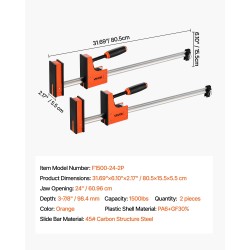 Rinnakkaisleukainen puristin lasikuituvahvistettu muovi 60,96 cm 2 kpl puu- ja metallitöihin