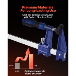 Puutyöpuristimet valurauta ja hiiliteräs 91,4 cm 4 kpl lukittavat 272 kg