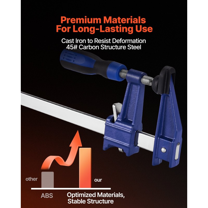 Puutyöpuristimet valurauta ja hiiliteräs 91,4 cm 4 kpl lukittavat 272 kg