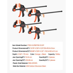 Puristimet puu- ja metallitöihin lasikuituvahvistettu polyamidi-6 ja teräs 2x30,48 cm 2x15,24 cm