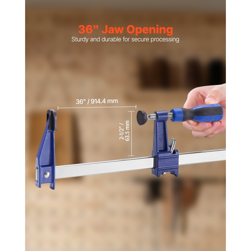 Palkkipuristimet valuraudasta ja hiiliteräksestä 91,4 cm avautuma 2 kappaletta puu- ja metallityöt