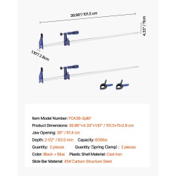 Palkkipuristimet valuraudasta ja hiiliteräksestä 91,4 cm avautuma 2 kappaletta puu- ja metallityöt