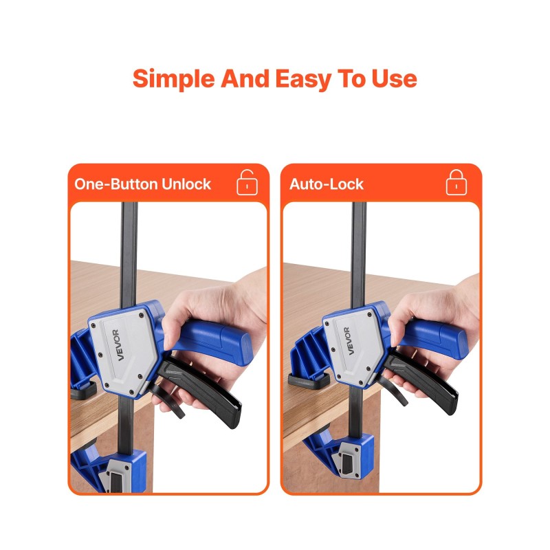 Yksikätiset puristimet muovikuori ja hiilirakenneteräs kaksi kappaletta 60,96 cm puu- ja metallityöhön