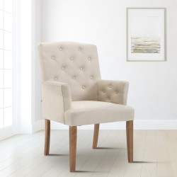 Tyylikäs chesterfield-ruokailutuoli mukavilla käsinojilla ja pehmusteella