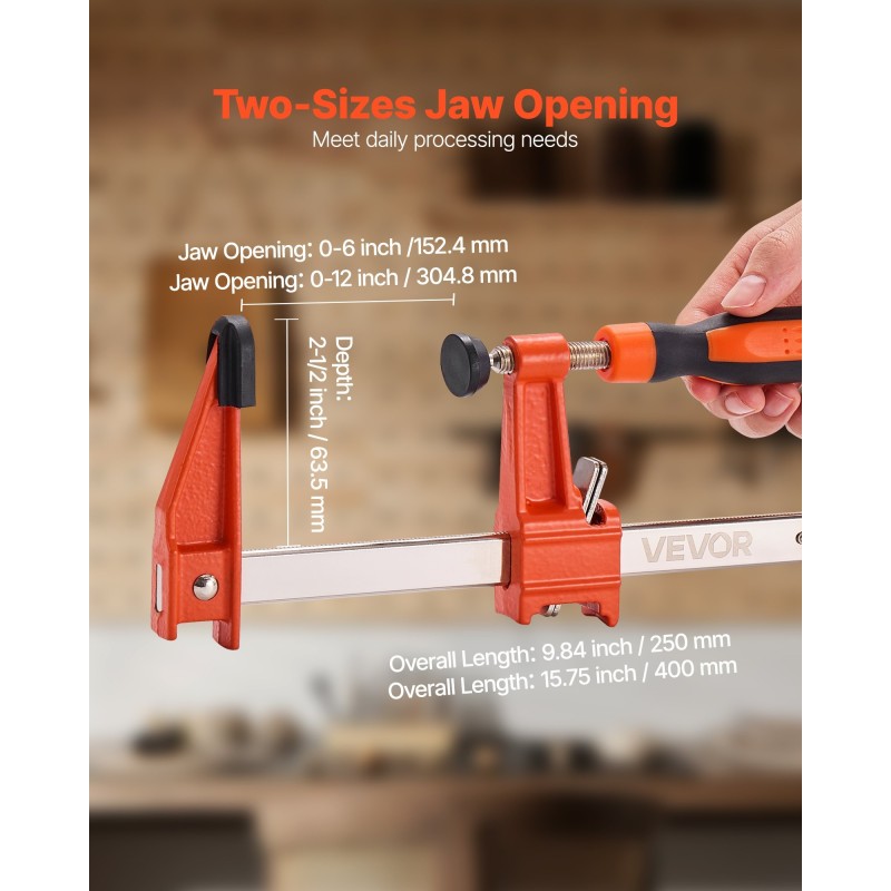 Puutyöpuristimet valurauta hiiliteräs 2x15,24 cm 2x30,48 cm 272 kg