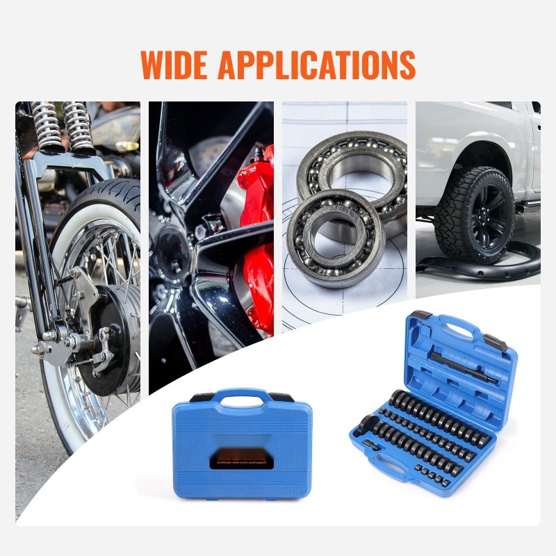 Laakeri ja tiivisteasennussarja 52 osaa 45 teräsvarsi levykoot 18–65 mm 74 mm