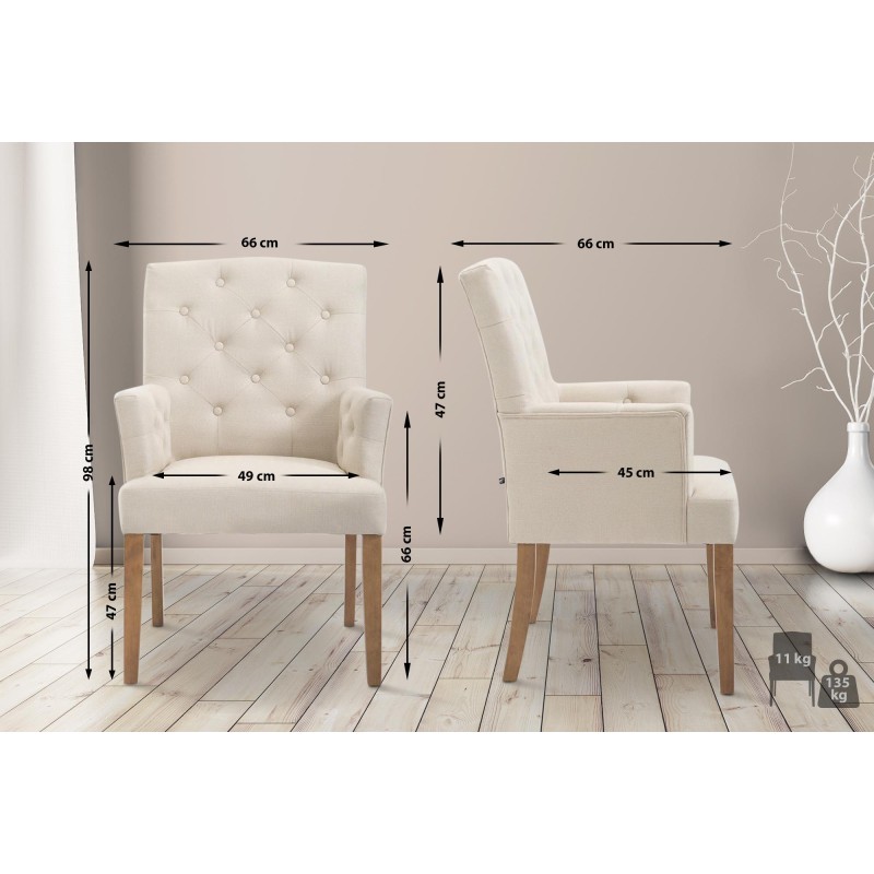 Tyylikäs chesterfield-ruokailutuoli mukavilla käsinojilla ja pehmusteella