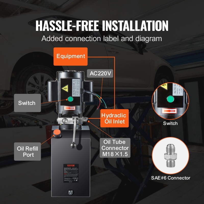 Hydrauliikkapumppu terässäiliöllä 14,2 l 2,2 kW 220 V yksitoiminen