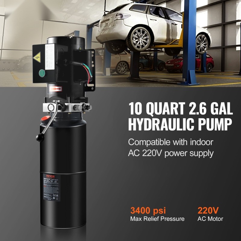 Hydraulipumppu yksitoiminen 9,5 l terässäiliöllä 220 V 2,2 kW