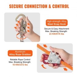 Flipline polyesteripäällysteinen terässydämellinen 16 mm 3 m alumiinikarabiinilla puuhun kiipeilyyn