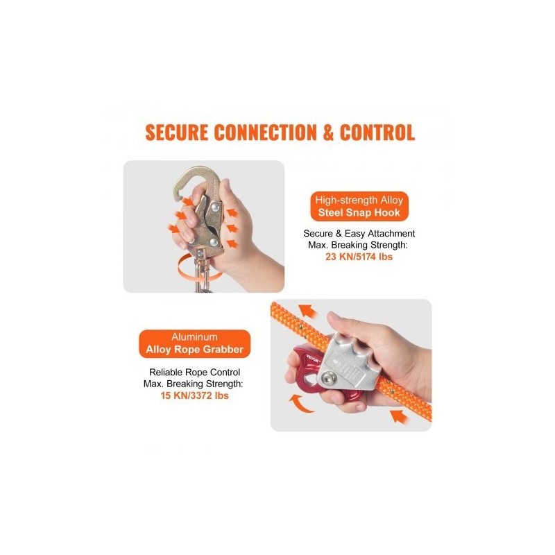 Flipline polyesteripäällysteinen terässydämellinen 16 mm 3 m alumiinikarabiinilla puuhun kiipeilyyn