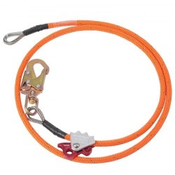 Teräsytiminen arboristiköysi 16 mm 2,44 m puunhoitoon alumiinikarabiinilla työkaluvarmistimella