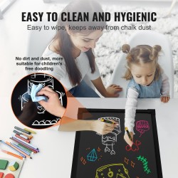 LED-viestitaulu karkaistusta lasista 405×605 mm RGB-valaistus pyyhittävä pinta 8 liitua kaukosäädin