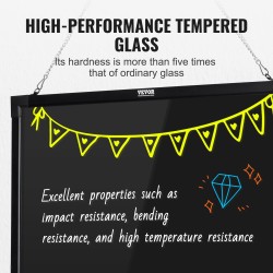 LED-viestitaulu karkaistulla lasilla alumiinirunko 59,8x79,8 cm ripustettava ylös alas säädettävä