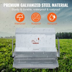 Automaattinen kanaruokinta-astia galvanoidusta teräksestä 11,3 kilogramman kapasiteetilla ulkokäyttöön