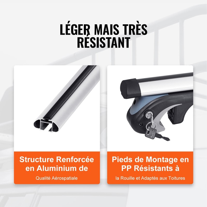 Alumiiniset säädettävät poikkipalkit korotettuihin kattokaiteisiin 137 senttimetriä 2 kappaletta lukolla autoihin