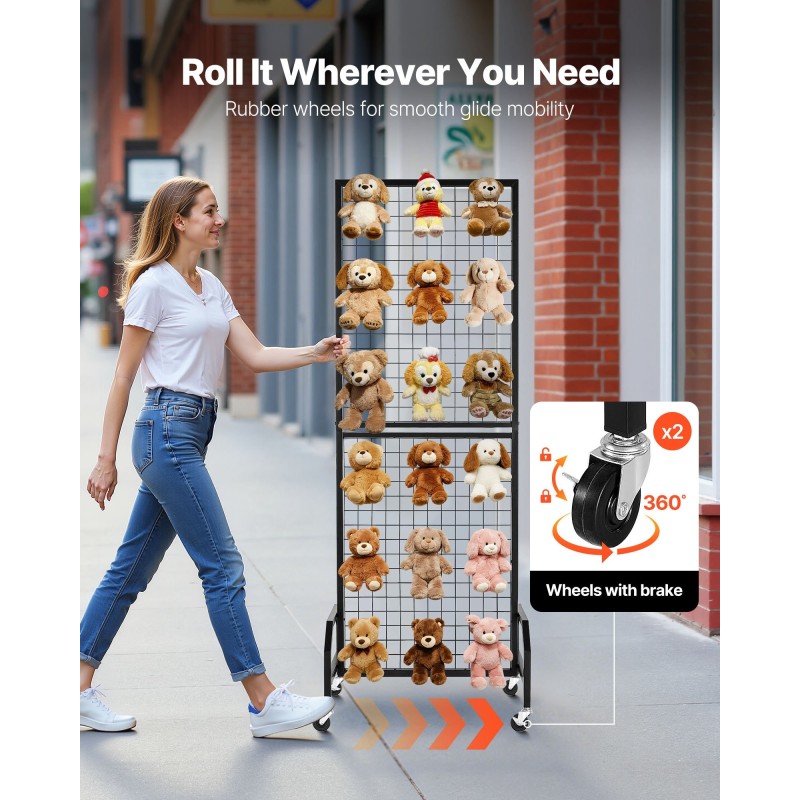 Ritiläseinäpaneeli hiiliteräs 600 x 1640 mm 2 kpl musta pyörillä 10 koukkua