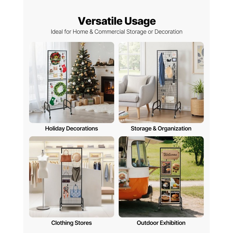 Ritiläseinäpaneeli hiiliteräs 600 x 1640 mm 2 kpl musta pyörillä 10 koukkua