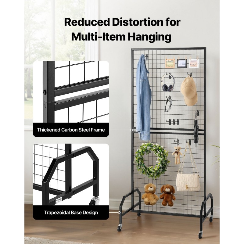 Ritiläseinät 2 kpl musta hiiliteräs 898 x 1798 mm pyörillä 20 koukkua