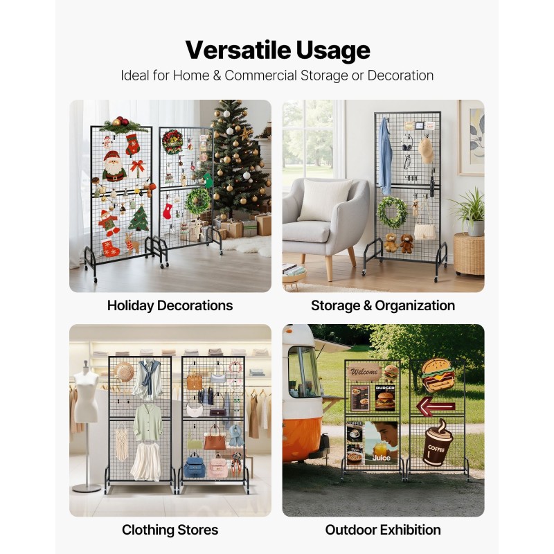 Ritiläseinät 2 kpl musta hiiliteräs 898 x 1798 mm pyörillä 20 koukkua