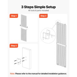 Ritiläpaneelit 3 kpl musta hiiliteräs 610x1828 mm 42 mm ruudukko seinäkiinnitys