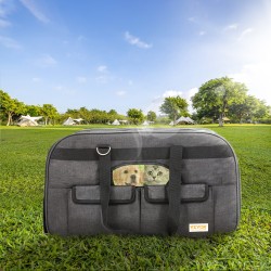 Lemmikkikuljetuslaukku pyörillä musta 600D Oxford-kangas teleskooppikahvalla olkahihnalla taitettava kulho enintään 15,8 kg