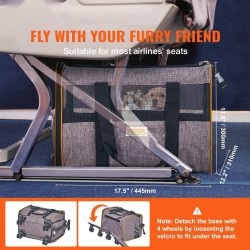 Lemmikkikuljetuslaukku 600D Oxford kangasta harmaa pyörillä enintään 9,9 kg teleskooppikahvalla lentomatkustukseen sopiva