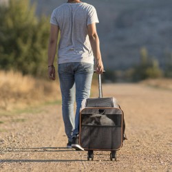 Lemmikkikuljetuslaukku 600D Oxford kangasta harmaa pyörillä enintään 9,9 kg teleskooppikahvalla lentomatkustukseen sopiva