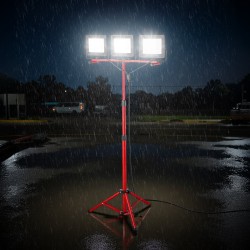 LED-työvalo kolmipäinen jalustalla 15000 lumenia 6000–6500K IP65 3,3 m virtajohto