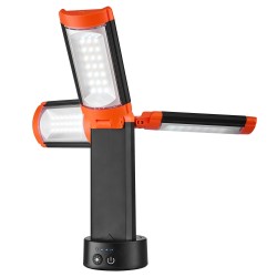 LED-työvalo kolmella valopäällä korkeussäädettävä kolmijalkajalusta 8 Ah akku 2200 lumenia