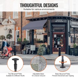 Teleskooppinen terassikatos teräsrunko 150x120cm säädettävä korkeus 86–122 tuumaa kampikahva tumma harmaa