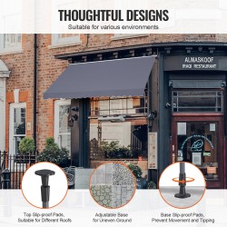 Vedettävä terassimarkiisi 450 x 120 cm teräsrunko manuaalikampilla tummanharmaa