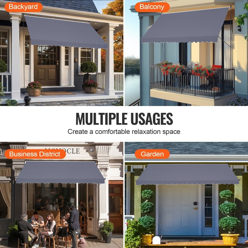 Vedettävä terassimarkiisi 450 x 120 cm teräsrunko manuaalikampilla tummanharmaa