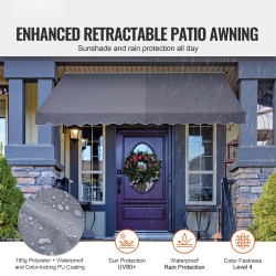 Terassimarkiisi teräsrunko käsikäyttöinen kampi 350x120 cm säädettävä korkeus 86–122 tuumaa harmaa