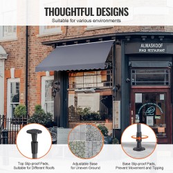 Terassimarkiisi teräsrunko käsikäyttöinen kampi 350x120 cm säädettävä korkeus 86–122 tuumaa harmaa