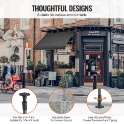 Ulosvedettävä terassimarkiisi 250×120 cm teräsrunko PU-pinnoite käsikampi säädettävä 218–310 cm musta