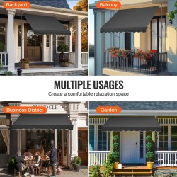 Ulosvedettävä terassimarkiisi 250×120 cm teräsrunko PU-pinnoite käsikampi säädettävä 218–310 cm musta