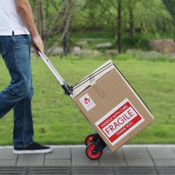 Taittuva kuljetuskärry alumiiniseosrunko 80 kg kuormalle teleskooppikahvalla kumipyörillä